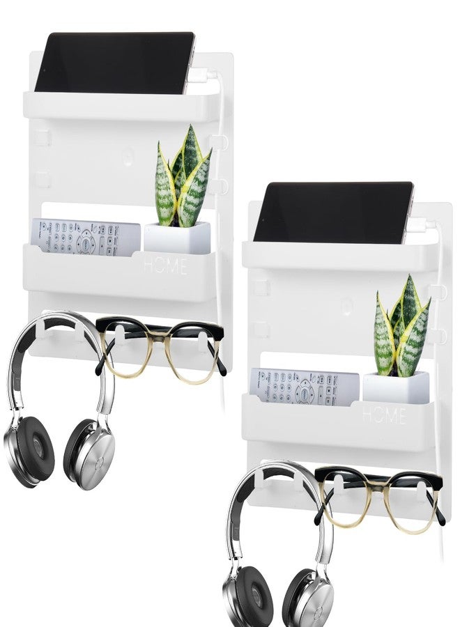 WAKCCIL Sturdy Bedside Organizer Shelf for Dorm, Adhesive Bedside Wall Storage with Cable Clips, Space-Saving Floating Shelf for College Preppy Teen Adult Room Bedroom College Back to School Essentials - Image 1